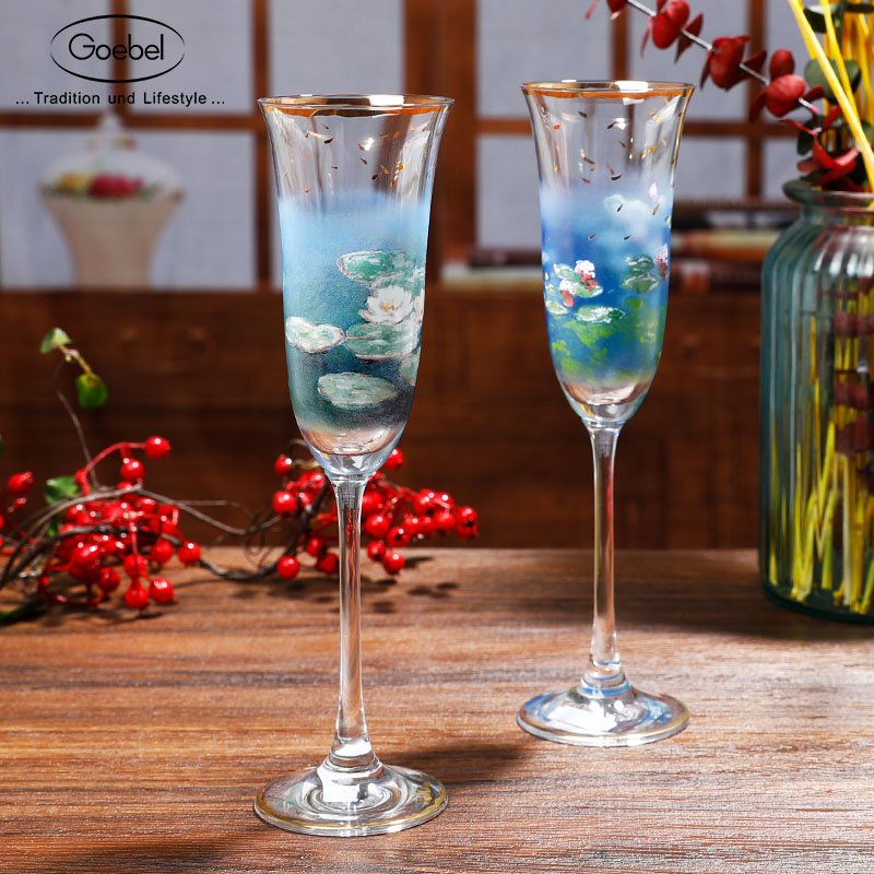 High Treasure Goebel Imported Champagne Cup Suit High Foot Sweet Wine Glass Home Eaux Upscale Crystal Glass Cups Gift