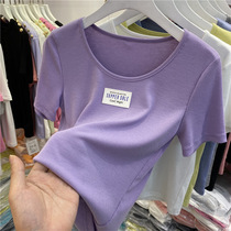 European products thread short sleeve T-shirt female 2021 spring and summer New tight body slim inner play shirt shirt coat tide