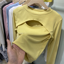 European goods hollow chest sexy long sleeve T-shirt female 2021 spring new design sense inner wear shirt top ins tide