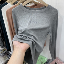 Euroletter Printed Thread Long Sleeve T-shirt Woman 2022 Chunqiu New elastic 100 hitch Skinny Jersey Blouse