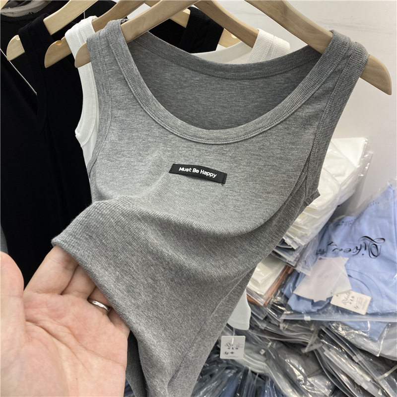2022 summer new net infrared wear design sense suspenders sports vest women's threaded inner sleeveless shirt tide