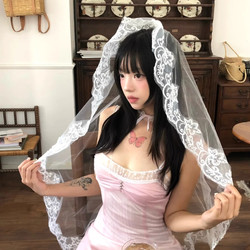 프랑스 빈티지 흰색 레이스 베일