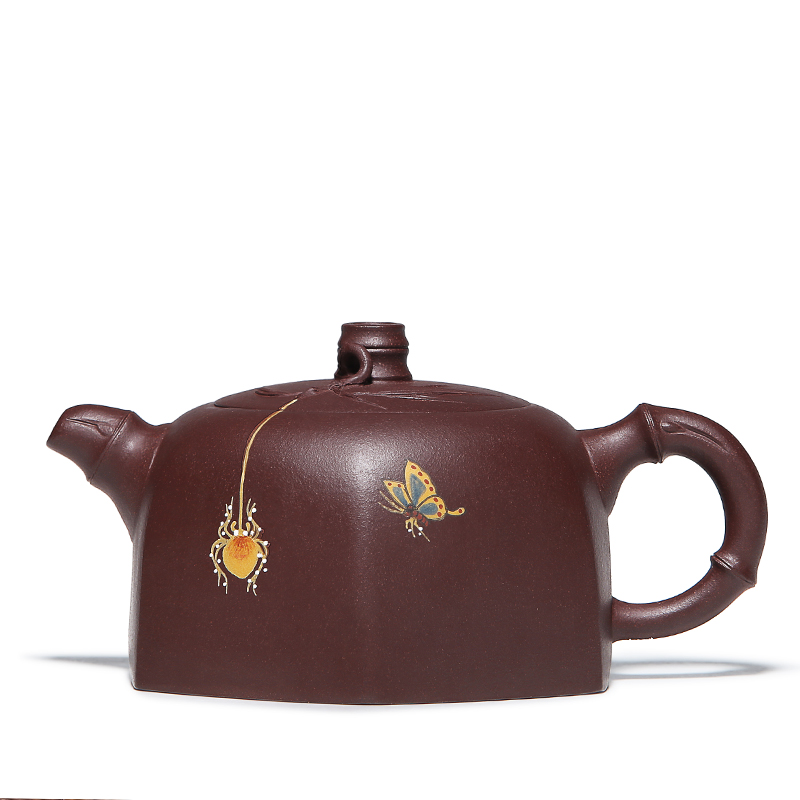 Mingyuan tea pot of yixing it pure manual undressed ore old purple clay teapot the six - party coloured drawing or pattern for private use tea set