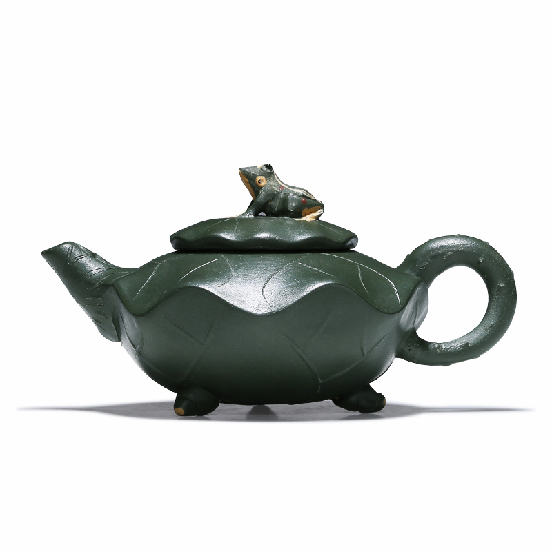 Mingyuan tea pot of yixing teapot it pure manual undressed ore chlorite frog lotus leaf household teapot tea set