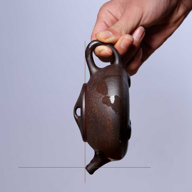 Mingyuan tea pot of yixing are it by pure manual undressed ore black diamond gourd ladle pot teapot tea set