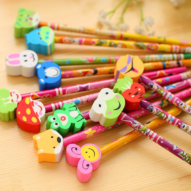Creative stationery wholesale learning supplies cartoon animal with rubber pencil kindergarten school Primary School Gift