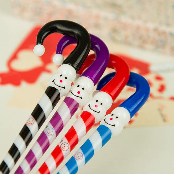 Creative cartoon stationery primary school students prize Christmas snowman umbrella crutches ballpoint pen oil pen school supplies wholesale