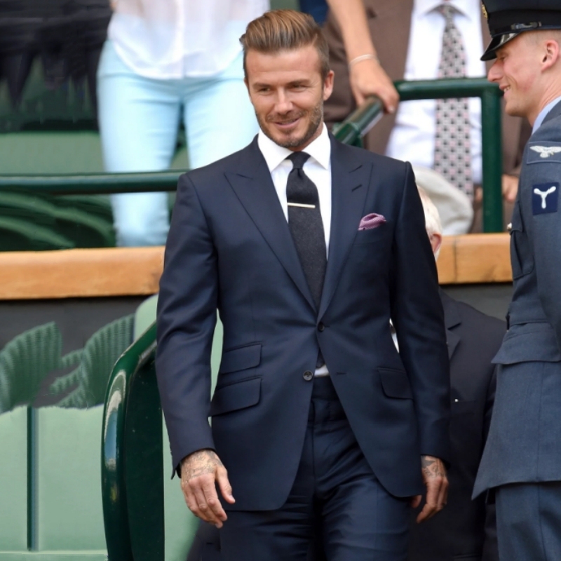 Beckham-Style Wool Suit for Men, Business Commute Notched Lapel Suit, Wedding Groom's Jacket