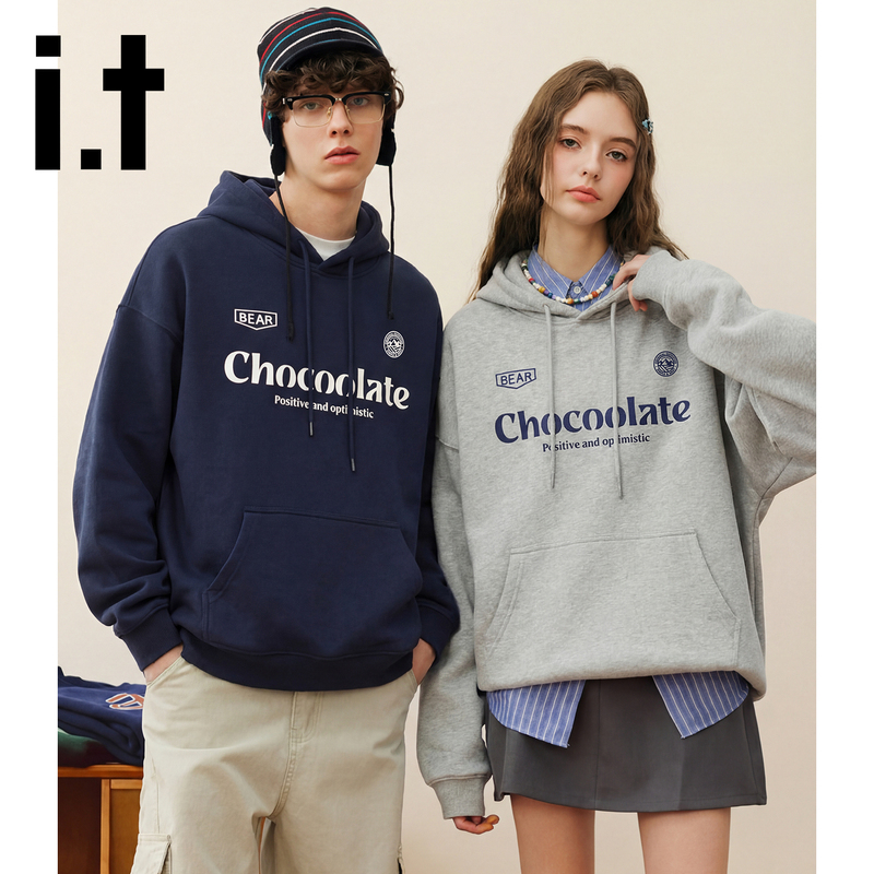 It:Chocoolate Loose Hooded Couple Sweatshirt 2026 Spring and Autumn New Pullover Hoodie Trendy Top Jacket