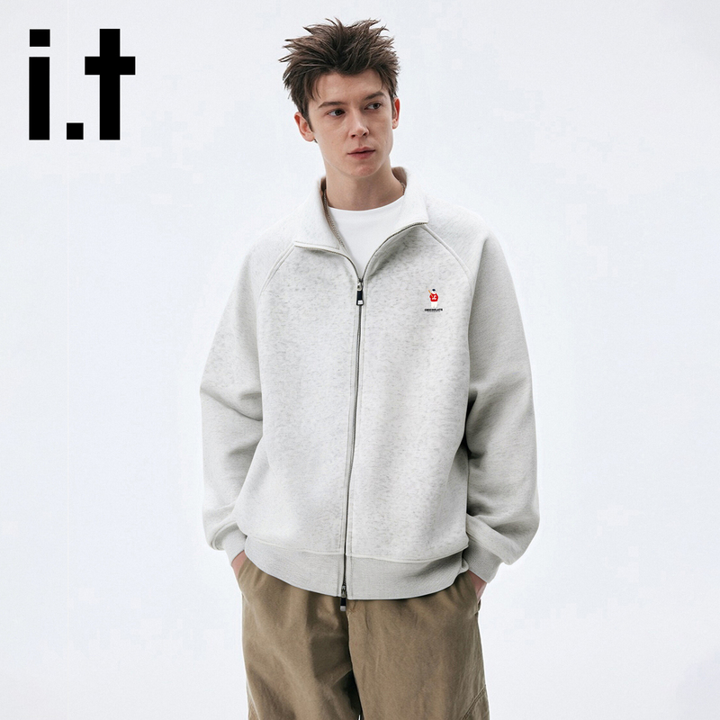 It:Chocoolate Cardigan Stand-Up Collar Sweatshirt for Men 2026 New Loose Casual Sports Jacket Couple Tops