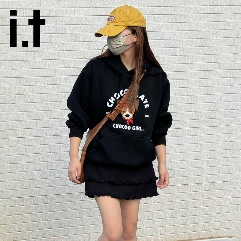 It:Chocoolate Trendy Brand Hooded Sweatshirt for Women 2026 New Loose Casual Couple Hoodie Jacket Top