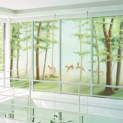 Frosted window sticker blackout bedroom glass film creative decoration dressing room transparent opaque morning fog deer shadow