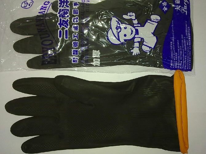 Nanyang brand black face red bottom industrial rubber gloves vinyl gloves industrial household rubber gloves acid and alkali resistance