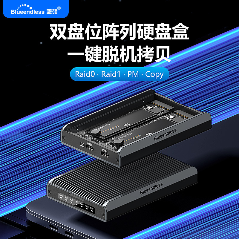 M.2 Disk Array Box Nvme/Sata Dual Protocol Raid Solid-State Mobile Hard Drive Box Offline Copy 20Gbps
