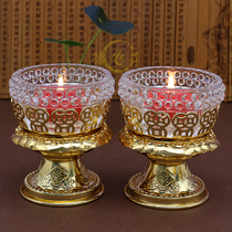 Jucai crystal candle lamp table butter lamp holder for Buddha lamp long light lotus lamp holder for Buddha supplies