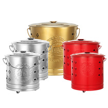Spot household stainless steel burnt paper barrel thickened gold barrel worship God ingot barrel three-color liner Net frame