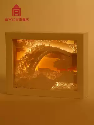 Forbidden City Qingming River map paper carving lamp Birthday gift Official birthday gift of the Forbidden City