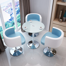 Negotiation table and chair combination simple reception office glass small round sales department store clothing beauty armor