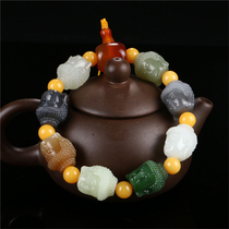 And Tian Yudo color buddhist handstring men and women with multiple treasure jade bracelet to be released with Mooney head jewelry jade