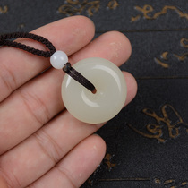 Natural Hetian Jade seed material green and white jade buckle pendant couple jade necklace for men and women
