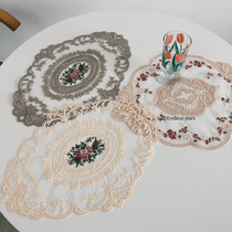 ES) ins style retro French girl lace embroidery placemates flower meal cloth chic pendulum background cloth homestay