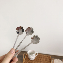 ins cherry blossom sunflower coffee spoon dessert spoon stainless steel spoon mixing spoon