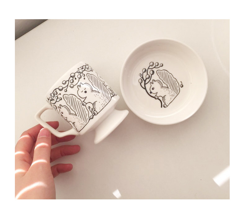 Endless stars корея Ins ниша кружка белка иллюстрация ретро ходули кофе блюдо установите 