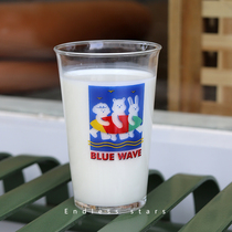 ES) Korean ins style cartoon illustration printed glass water Cup household Milk Cup Breakfast Cup