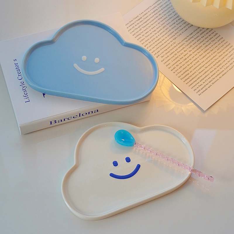 Es | Ins-Style Fresh and Simple Cloud-Shaped Plate Breakfast Plate Dessert Plate Cake Plate Jewelry Plate Children's Dinner Plate