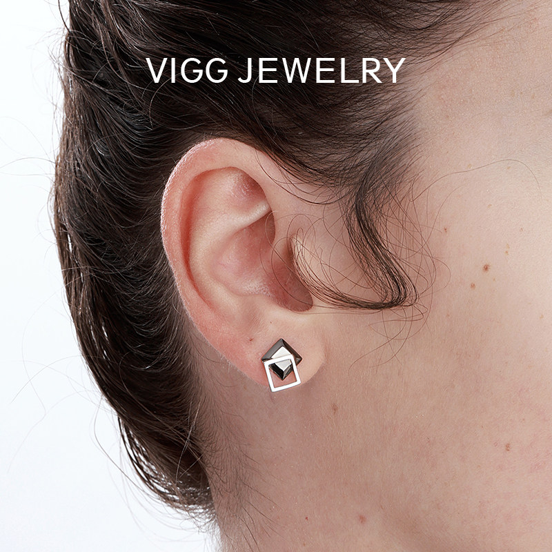 VIGG square ear pin earrings 2022 new trendy niche design sense high-end light luxury earrings women's earrings