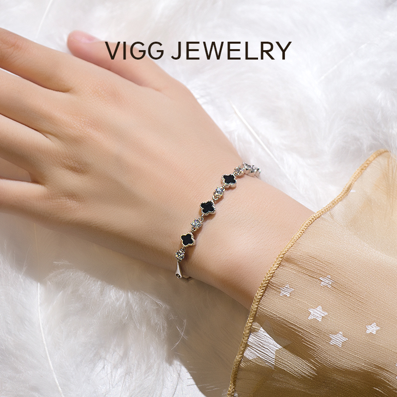 Vigg Four-Leaf Clover Bracelet for Women, Pure Silver, Light Luxury, High-End Design, Best Friend Birthday Gift, Gift for Girlfriend Vigg Four-Leaf Clover Bracelet for Women, Pure Silver, Light Luxury, High-End Design, Best Friend Birthday Gift, Gift for Girlfriend