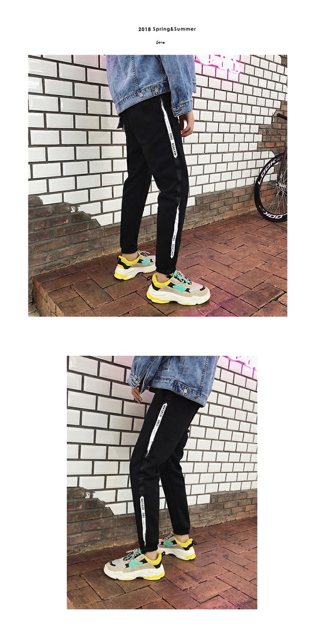 Ins siêu lửa quần lỏng ulzzang overalls quần nam thủy triều bf gió bếppipe quần Harajuku làm việc chín quần quần âu