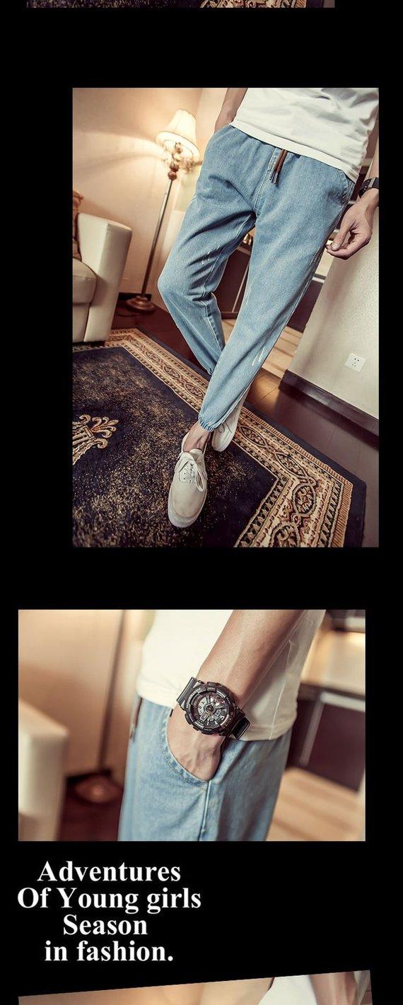 Chàng trai tinh thần xã hội giá rẻ size nhỏ S skinny jeans nam thu đông cộng với nhung dày co rút chân bếp thời trang năm 2021	