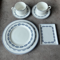 Majia Chain Dessert Square Plate Round Plate Double Cup Saucer Four-piece Salad Plate Set