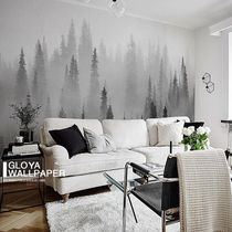 Columbia wallpaper fog forest modern minimalist TV background wallpaper living room non-woven custom wallpaper wallpaper mural