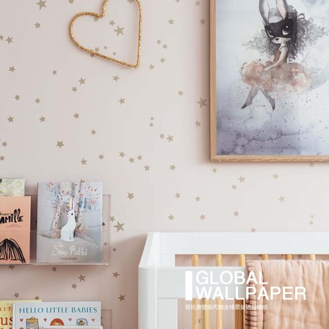 British imported wallpaper children's room simple little star high-grade environmental protection pure paper baby room