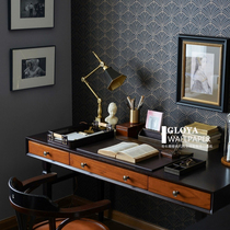 Spot fan-shaped geometric black gray light luxury background wallpaper imported from Belgium to live well net red AB with wallpaper