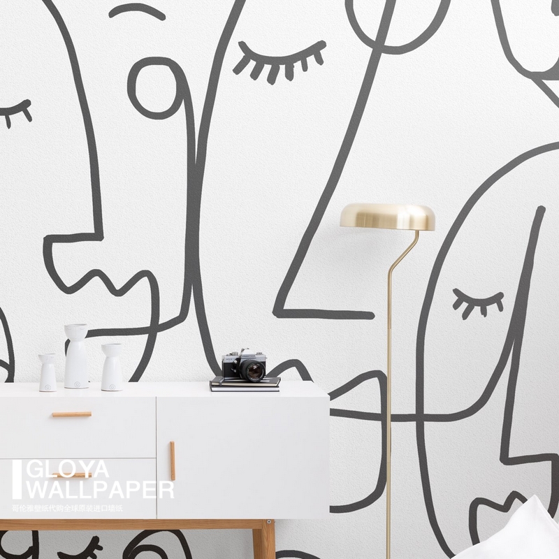Drawing Face Wallpaper Mural UK imported custom mural abstract art wall wallpaper