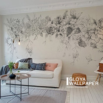 Pencil elegant painting imported environmental protection wallpaper Modern simple living room bedroom study entrance large custom mural