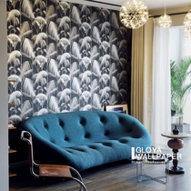 Spot British imported wallpaper Simple light luxury living room background wall green palm tree leaves dining room bedroom