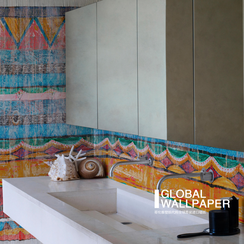 Italian original clothing import order fresco Dakota by Wallde cò mural background wall wallpaper