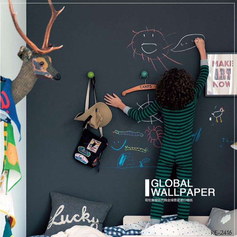 Japan imported wallpaper erasable blackboard wallpaper Children's room graffiti solid color background blackboard wallpaper