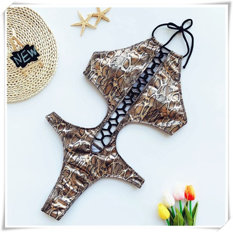 2020 mẫu rắn mới bikini vụ nổ châu Âu và Mỹ áo tắm gợi cảm quai áo tắm mẫu da rắn in bãi biển xuyên biên giới - Bikinis