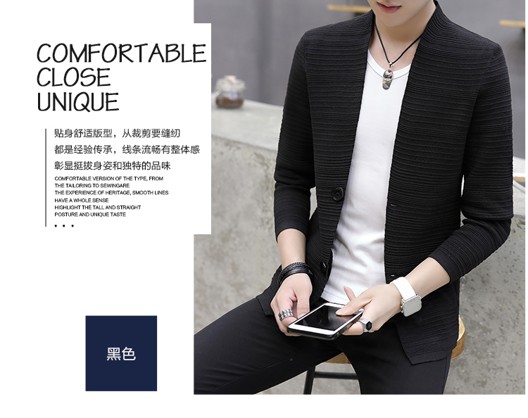 Áo len nam phiên bản Hàn Quốc cổ chữ V mùa xuân và mùa thu mỏng nam đẹp trai đan áo len dài tay áo khoác chống mùa nam - Cardigan áo nam