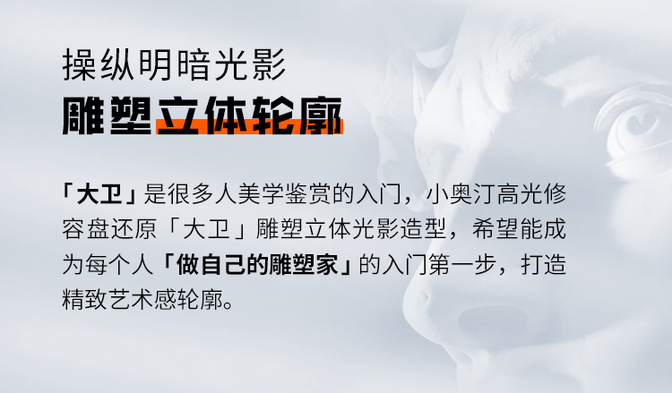 【中國直郵】小奧汀雕塑家高光修容一體盤大衛修容盤提亮陰影啞光 02 黃調自然盤「適合自然膚色」*1