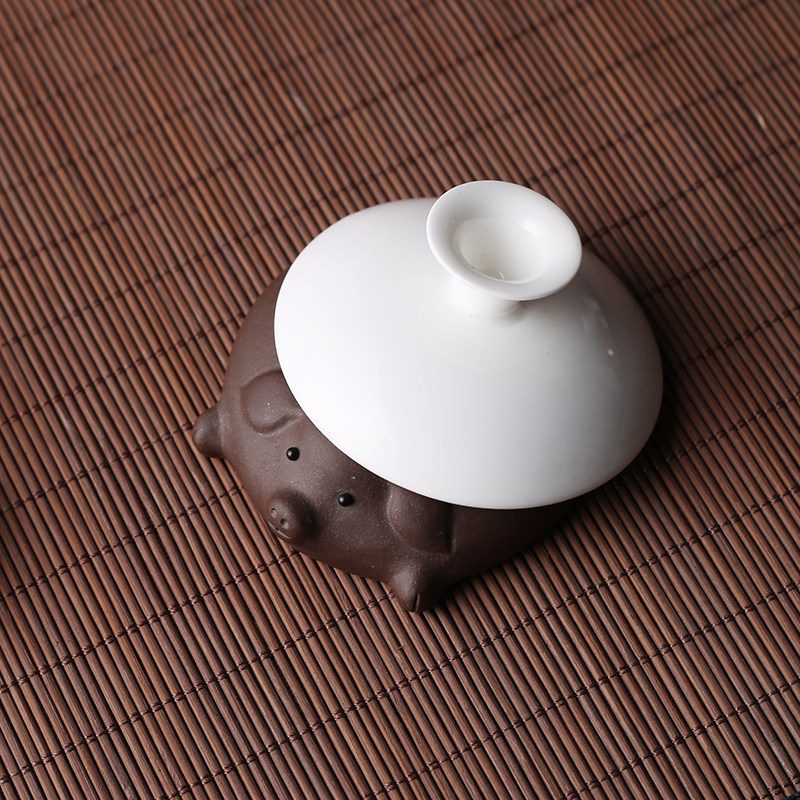 Piglet tea play can raise purple sand mini cute tea pet lucky ornaments boutique tea tray ornaments cover ceramic tea set