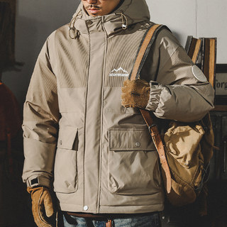 Mountain-Style Outdoor Short down Jacket for Men, American Workwear, Warm Hooded Thickened Casual Loose Coat, Trendy Men's Outerwear