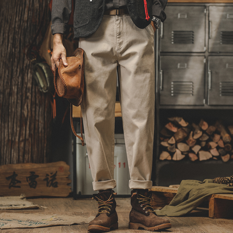 Jieyiluo American Retro Simple Workwear Pants for Men, Autumn 2026 New Men's Casual Straight-Leg Long Pants
