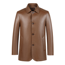 Shepherd imports New Zealand deer skin leather clothing men genuine leather collar buttons in long style jacket business light lavish jacket