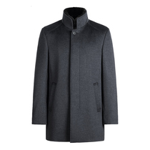 Shepherds light lavish cashmere coat for men Baojimei imported water mink liner stand-collar to overcome upscale fur coat